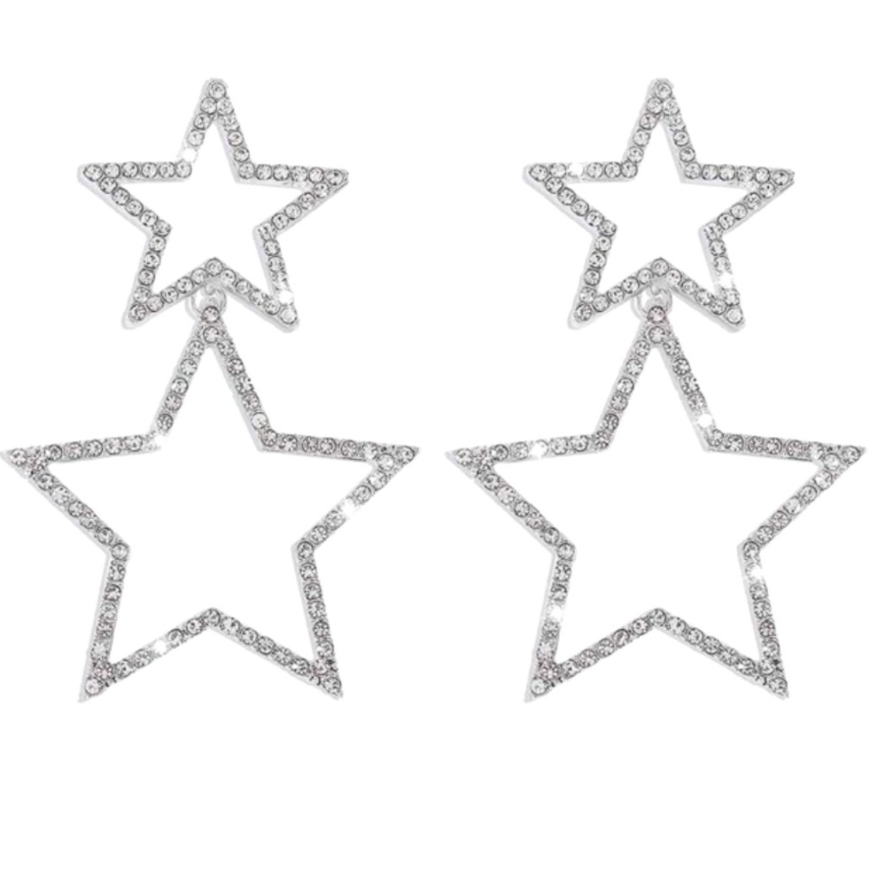 Cubic Zirconia Star Dangle Earrings
